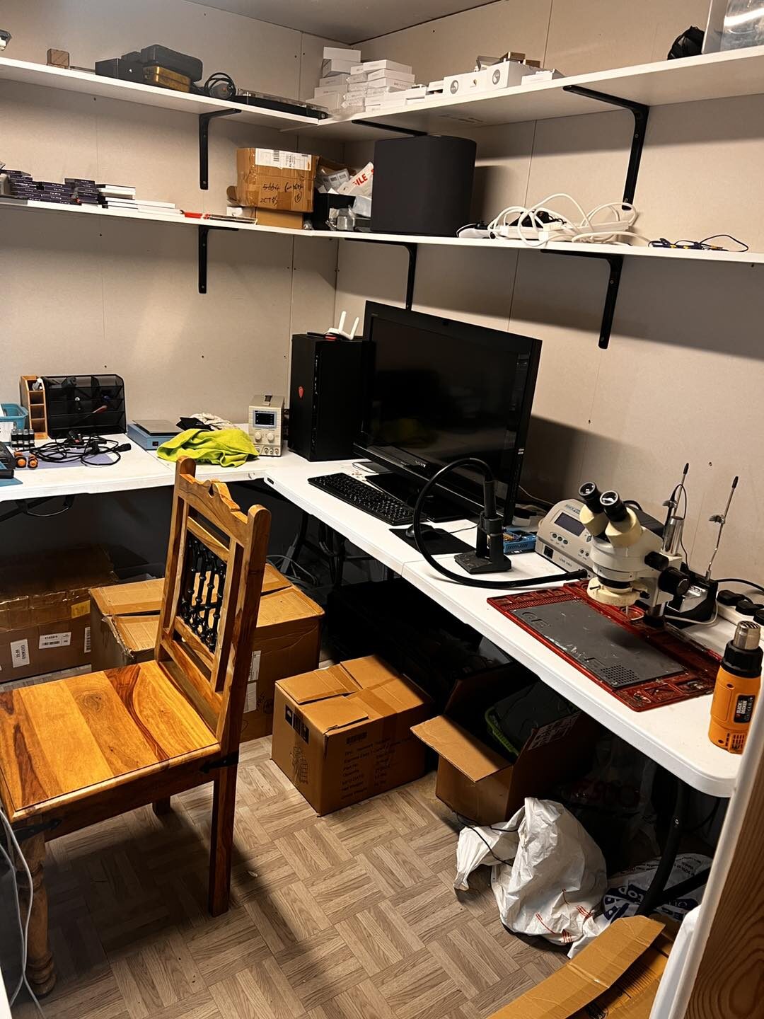 Interior of the Banks workshop at 178 Gravel Lane, Southport — the iPhone and iPad repair bench